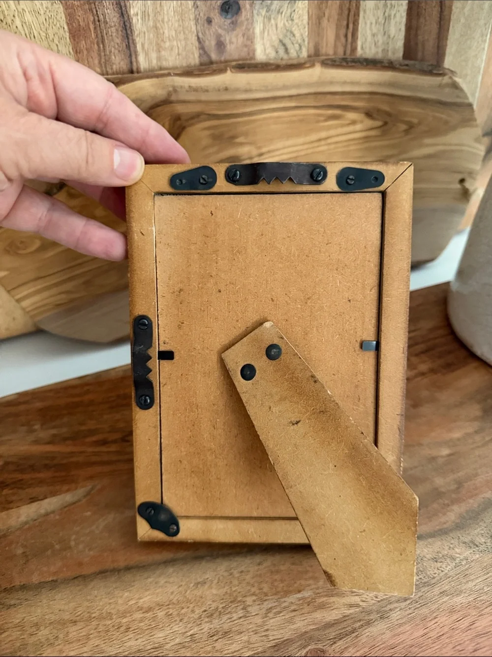 Striped Bone-Inlay Inspired Picture Frame in Black and Cream